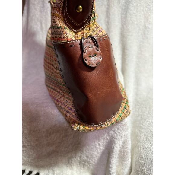 Fossil Purse Handbag Multi Colored Straw Woven And Leather - Picture 4 of 6